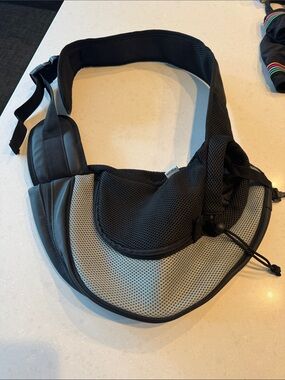 Mesh Pet Sling Carrier — Black and Gray Comfortable Hands-Free Dog Carrier